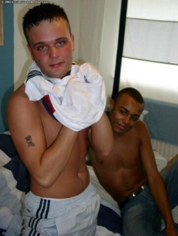 Hung gay Ben 2 & his BF jerk off after sucking & stroking each other
