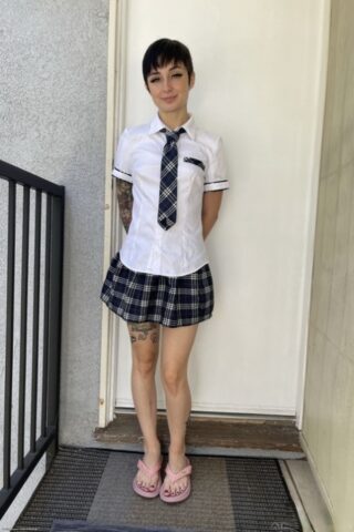 15649936_018_ed83 Brunette schoolgirl Stevie Moon spreads her shaved puffy pussy up close