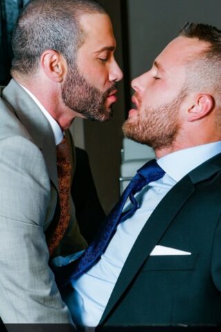 Gay businessmen Ben Brown & Junior Stelliano having intense sex at the office
