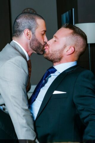 Gay businessmen Ben Brown & Junior Stelliano having intense sex at the office