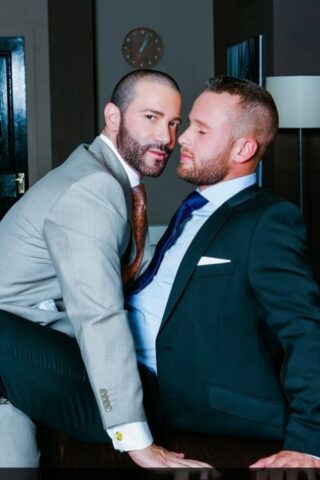 Gay businessmen Ben Brown & Junior Stelliano having intense sex at the office