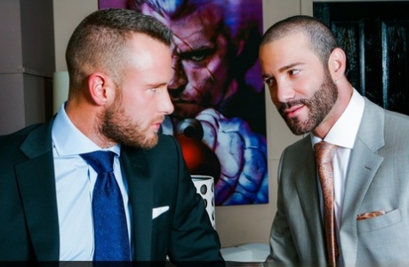 Gay businessmen Ben Brown & Junior Stelliano having intense sex at the office