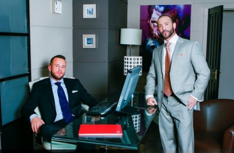 Gay businessmen Ben Brown & Junior Stelliano having intense sex at the office