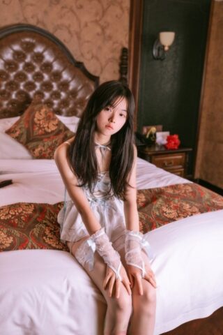 18770276_011_d729 Petite Asian girl doffs a blindfold while wearing sensual lingerie and hosiery