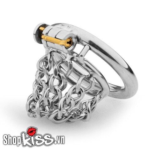 Khóa dương vật BDSM thép không gỉ BZ12K với thiết kế dây xích độc đáo và màu bạc sang trọng