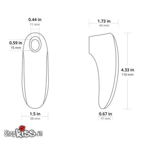 Kích thước chi tiết của máy kích thích âm vật Lovense Tenera TENE1