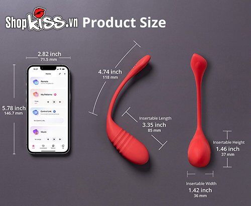 Kích thước chi tiết của Trứng rung thụt thông minh đa chế độ Lovense Vulse