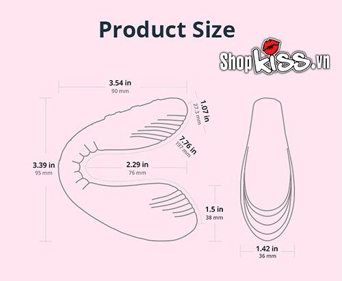 Kích thước chi tiết của Trứng rung massage điểm G và âm vật Lovense Dolce