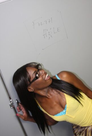20753135_014_b77e Cute ebony Ana Foxxx in glasses coupies down for some hot gloryhole action
