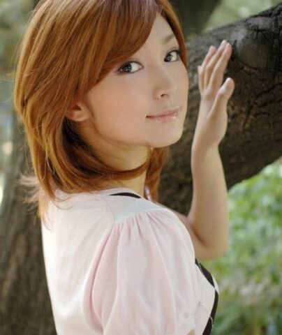 23295084_001_18bb Young Japanese girl with red hair shows her upskirt underwear