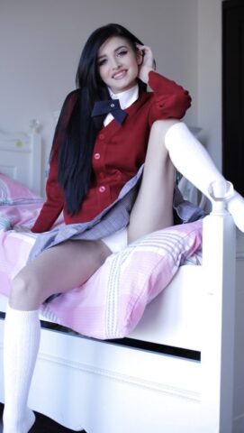 26628852_007_a885 Naughty teen in school uniform Zoey Kush uncovering her tiny tits