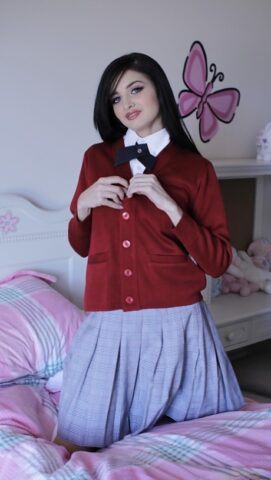 26628852_009_f5c4 Naughty teen in school uniform Zoey Kush uncovering her tiny tits