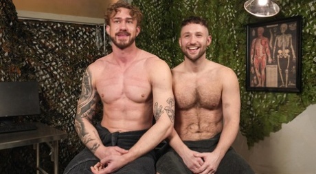 Military men engage in a kinky gay threesome during a routine medical exam