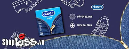 Bao cao su Durex Jeans hộp 3 cái giúp quan hệ an toàn và tăng cường khoái cảm