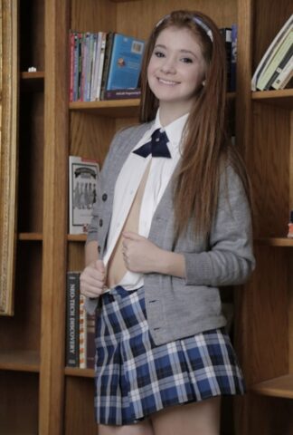 30103541_006_1376 Brunette schoolgirl Ava Sparxxx hikes her skirt up and rides a dong in POV