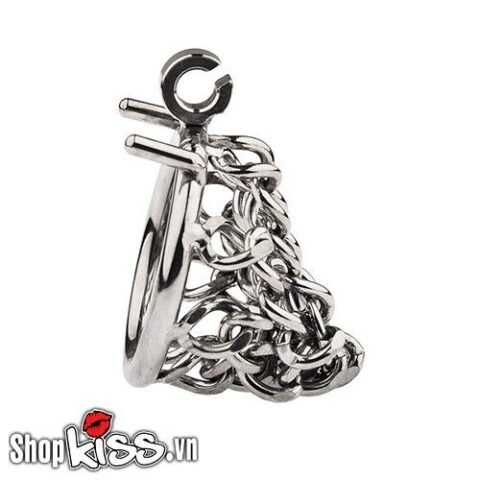 Ổ khóa và chìa khóa rời đi kèm khóa dương vật BDSM bằng thép không gỉ, nhấn mạnh tính năng kiểm soát