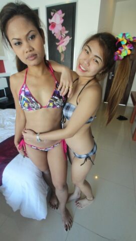46463050_100_765a Little Thai babes Bee & Miaw lose their tiny bikinis & fuck in a POV 3some