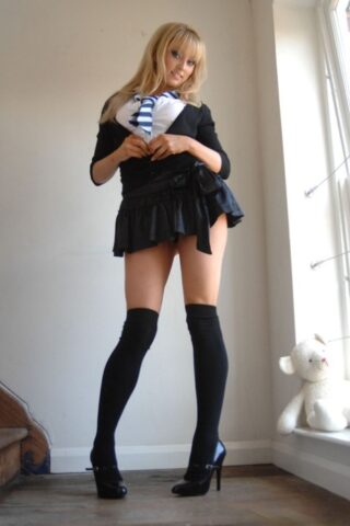 47913247_009_ceff Adorable babe in black socks Elle Parker taking off her school uniform