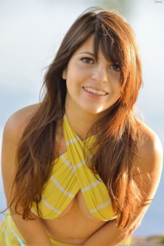 49154612_056_ca73 Stunner Stacey masturbating in public in her elegant yellow dress