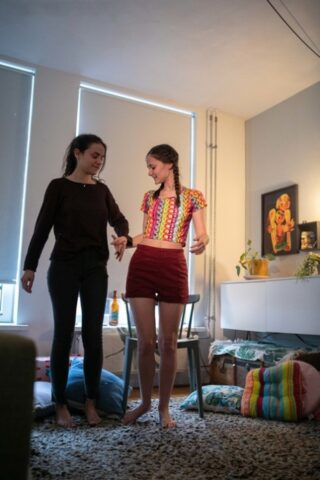 Young stepsisters Charlee and Holly V dress in their sweet outfits