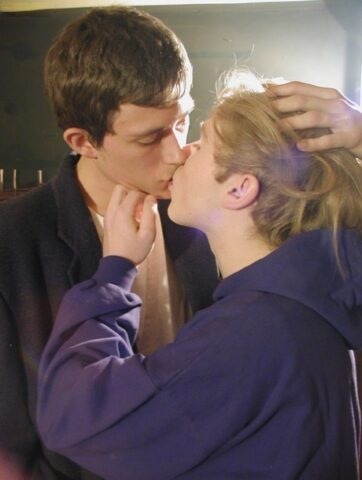 Blonde twink takes a facial after giving a hot blowjob outdoors