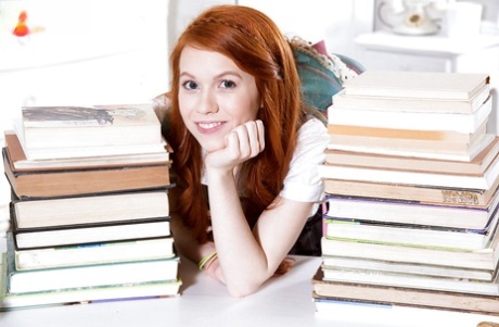 62317471_001_fe41 Redhead teen babe Dolly Little flashing white upskirt panties