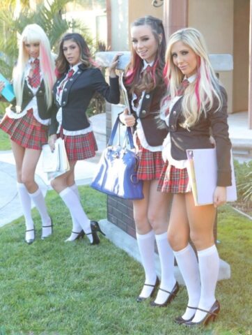 65079432_004_98c5 Busty blonde schoolgirl Tasha Reign and her friends strip and pose together