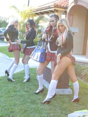65079432_008_e938 Busty blonde schoolgirl Tasha Reign and her friends strip and pose together