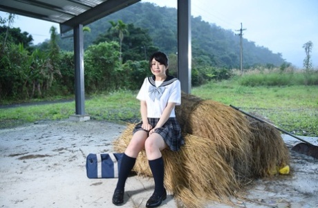 75222545_002_0b81 Japanese schoolgirl Shiho Nagamine gets her hairy pussy pounded deeply