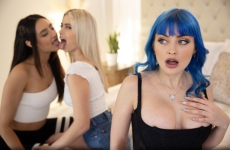 Attractive lesbian roommates licking each other
