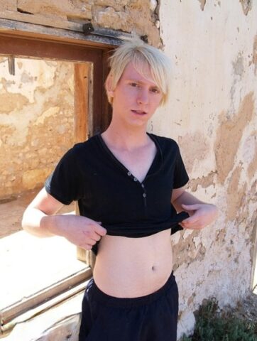 Blond twink Jess H shows off his slim body and masturbates outdoors