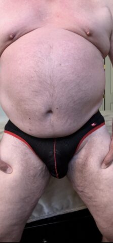Horny chubby gay gets his ass eaten and fucked from behind on his bed