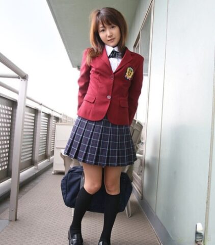 89334926_001_4e06 Lusty asian coed in uniform flashing her panties and tiny tits
