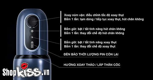 Các nút điều khiển chức năng trên thân máy thủ dâm Svakom Godwin