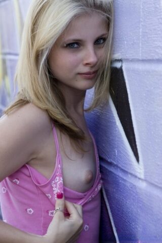 90113256_006_905c Skinny babe Lil Candy flashing her tiny tits and pussy in public