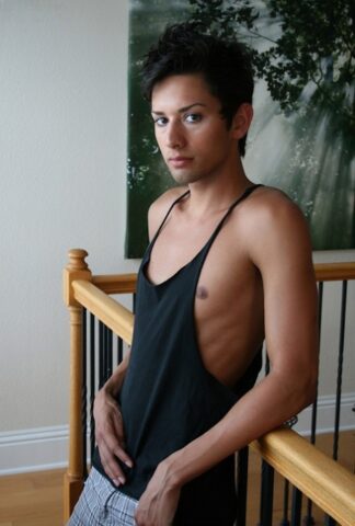 Hot twink Michael Moscato strips naked & shows off his fully-erect dick