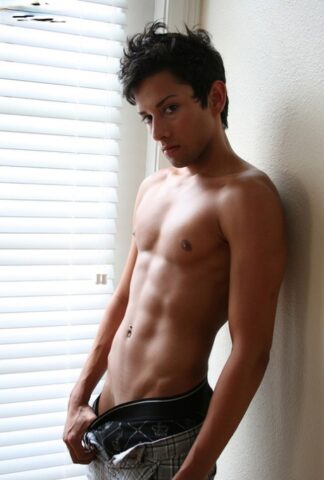 Hot twink Michael Moscato strips naked & shows off his fully-erect dick