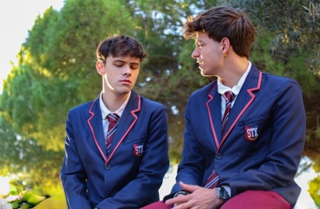 92163142_004_eae6 Caucasian students remove their uniforms during their first gay sex experience