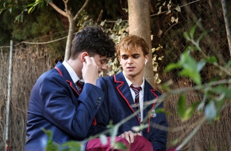 92163142_034_894d Caucasian students remove their uniforms during their first gay sex experience