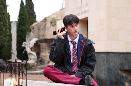 92163142_036_21c2 Caucasian students remove their uniforms during their first gay sex experience