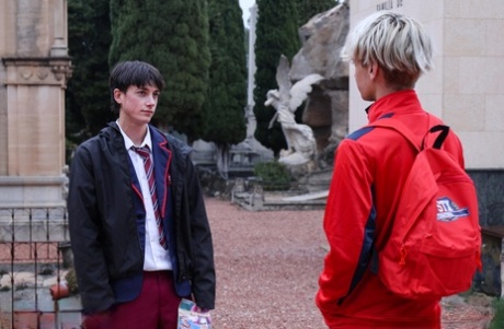 92163142_040_8ebf Caucasian students remove their uniforms during their first gay sex experience