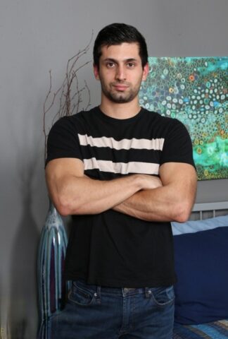 Hot Middle Eastern gay brunette strips & shows his sexy body, dick & hairy ass