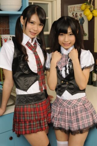 97896048_007_ff78 Japanese coeds Akubi Yumemi & Runa Kobayashi show their twats and butts