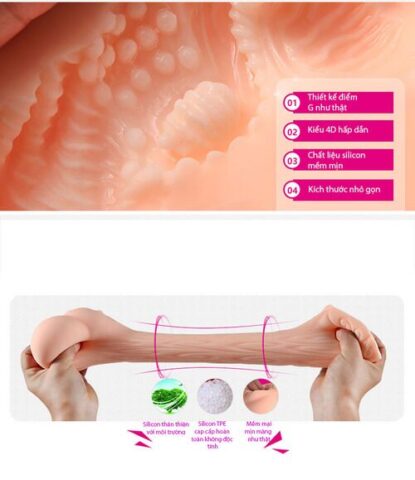 Cận cảnh chất liệu silicone cao cấp của âm đạo giả Leten AD52