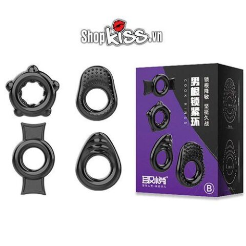 Bộ 4 vòng đeo dương vật bằng silicone chống xuất tinh sớm