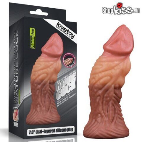 Dương vật giả silicone bạch kim 2 lớp siêu gân Lovetoy DV58S tại tphcm