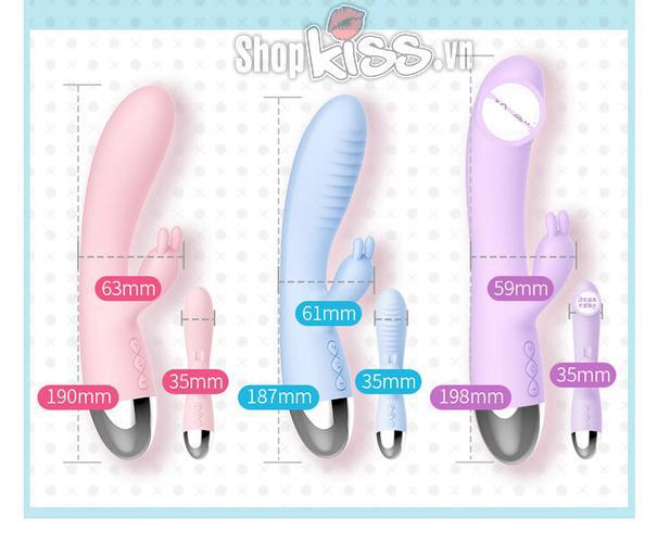 So sánh kích thước ba loại dương vật giả Leten Faye DV66 xanh, tím, hồng