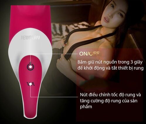 Hình ảnh các nút điều khiển trên thân Dương vật giả cao cấp Nano Jeuplay MS28H, bao gồm nút nguồn và nút chỉnh chế độ rung