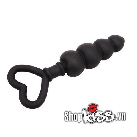 Chuỗi hạt hậu môn Chisa Black Mont hình trái tim với chất liệu silicone đen mềm mại