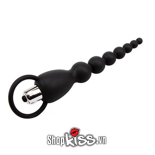 Đồ chơi hậu môn Black Mont HM17 với chuỗi bi silicone đen mềm mịn tăng dần kích thước